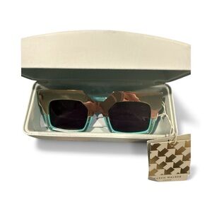 Karen Walker Gold and Teal Square Sunglasses